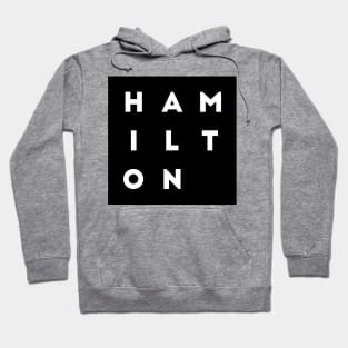 Hamilton | Black square, white letters | Canada Hoodie